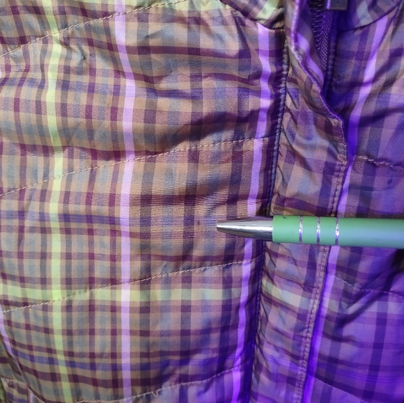 Lands End Sleeveless Vest Style Jacket Golden plaid colors, size S 6-8 - Picture 8 of 11